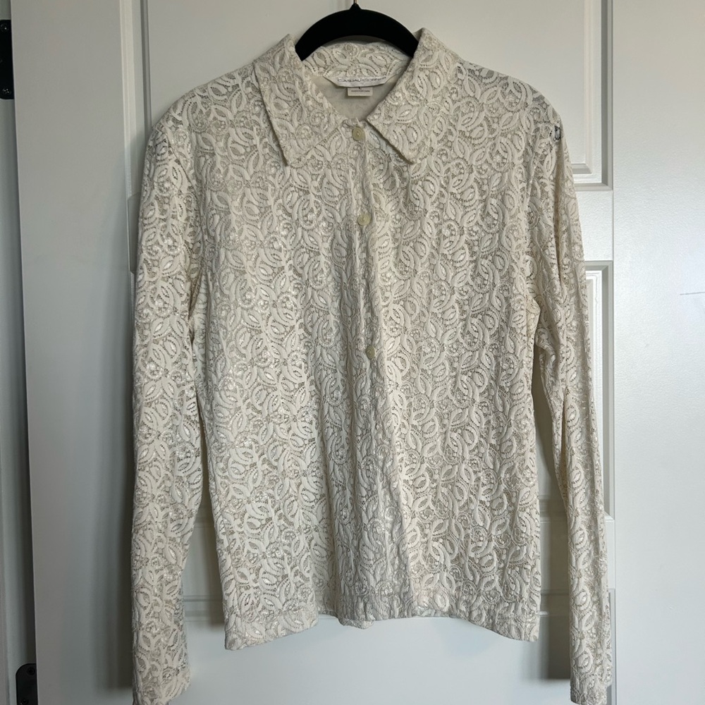 Casual Corner Ivory Lace Blouse